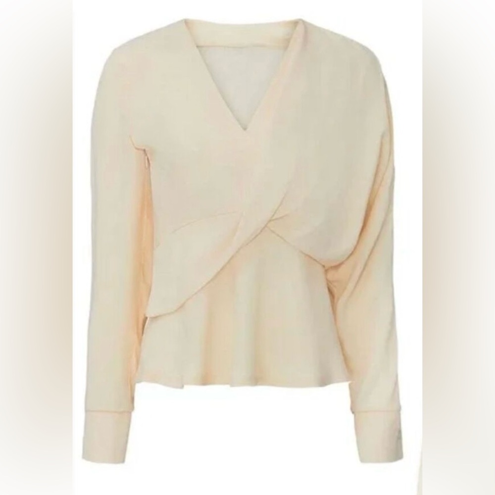 Chic Cream Wrap Blouse‎